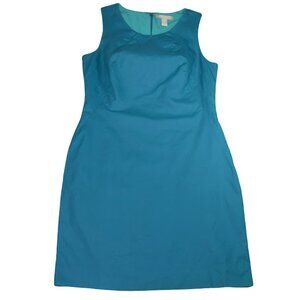 Banana Republic Women's Blue Sleeveless Sheath Dress Size 6P 6 Petites Zip Back